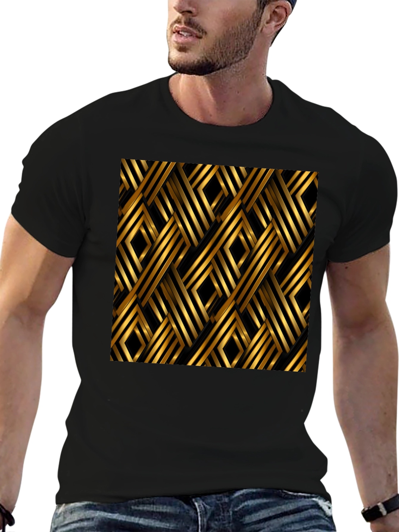 Geometric Gold Pattern T-Shirt
