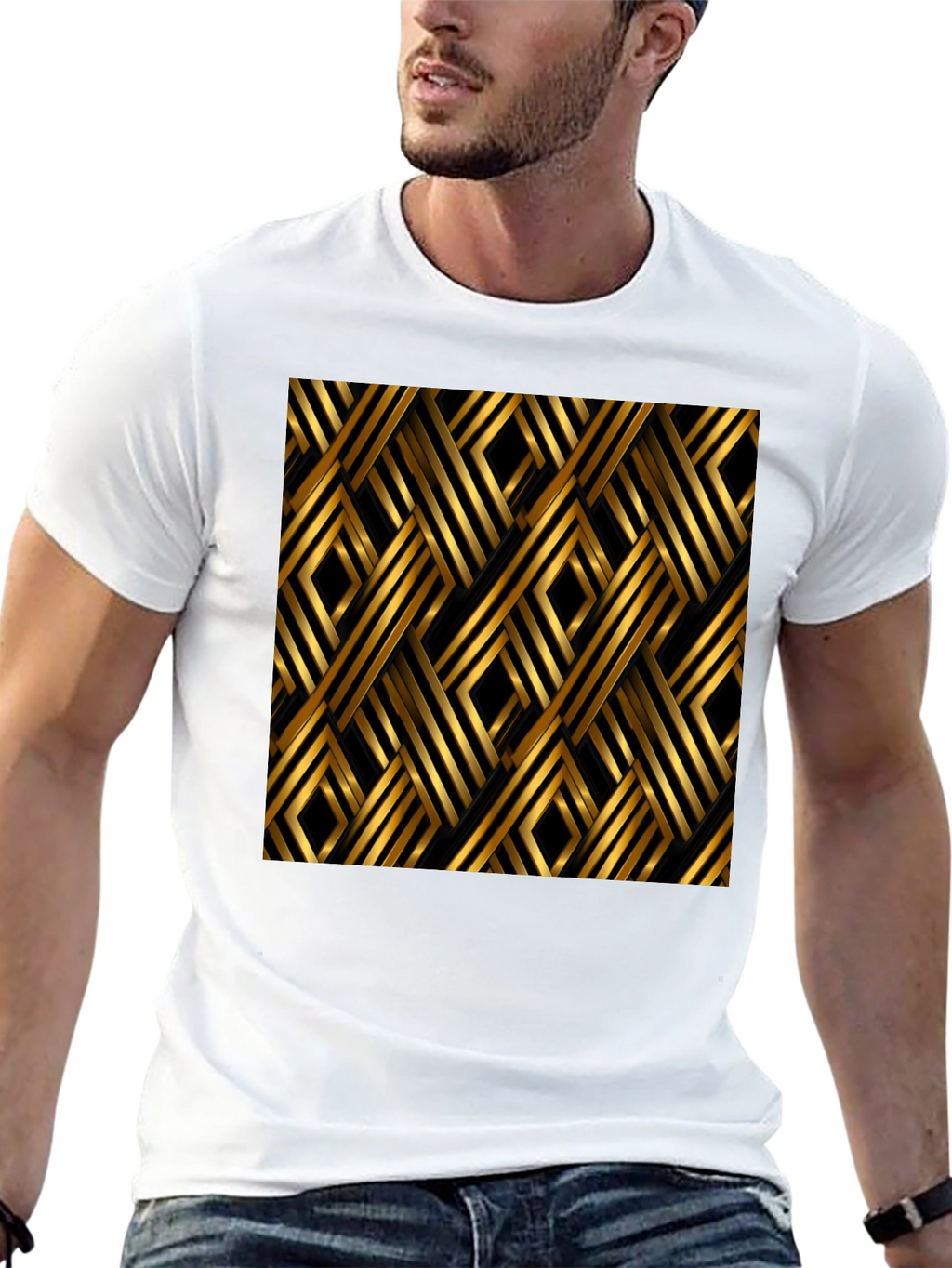 Geometric Gold Pattern T-Shirt