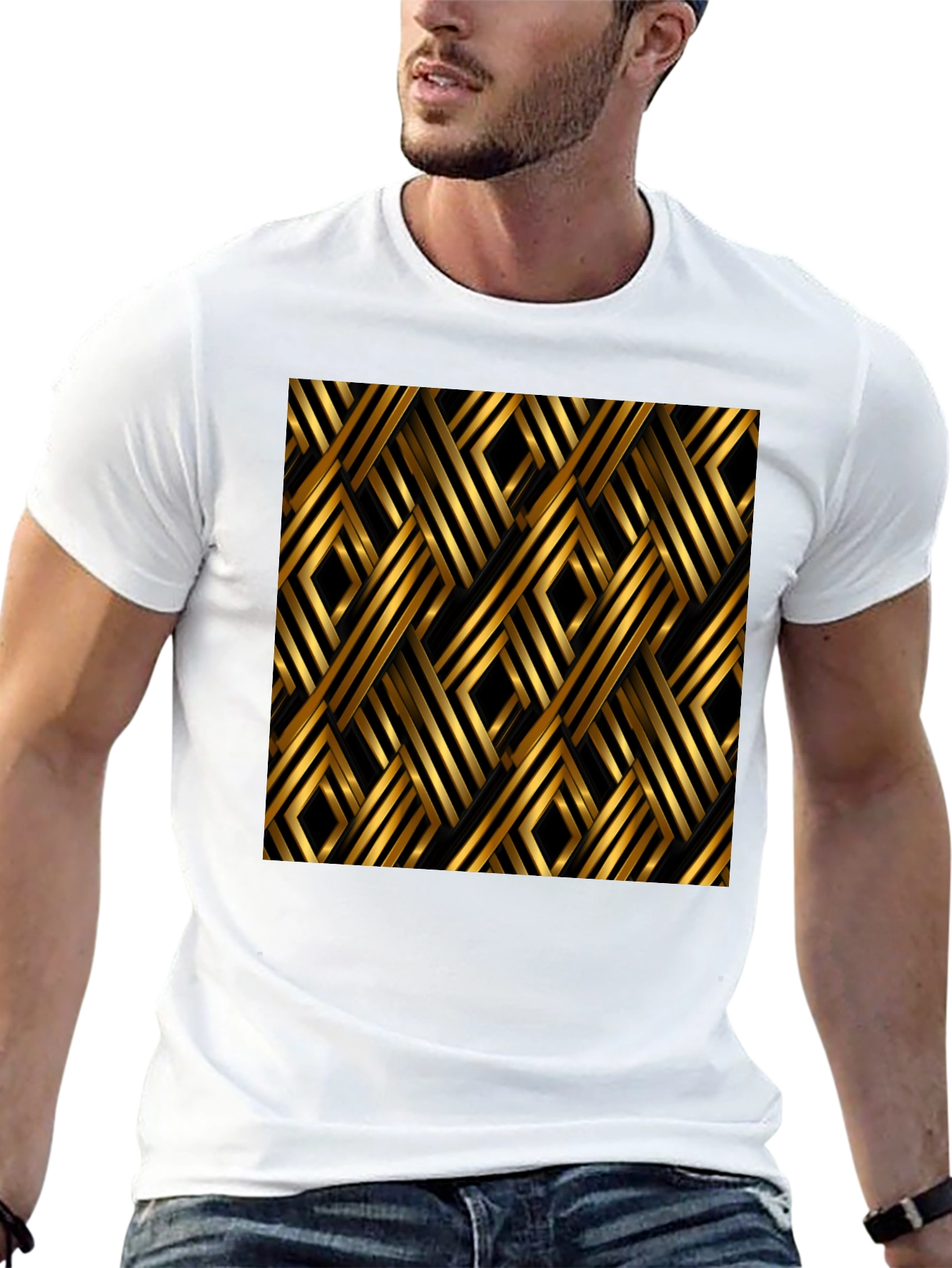 Geometric Gold Pattern T-Shirt