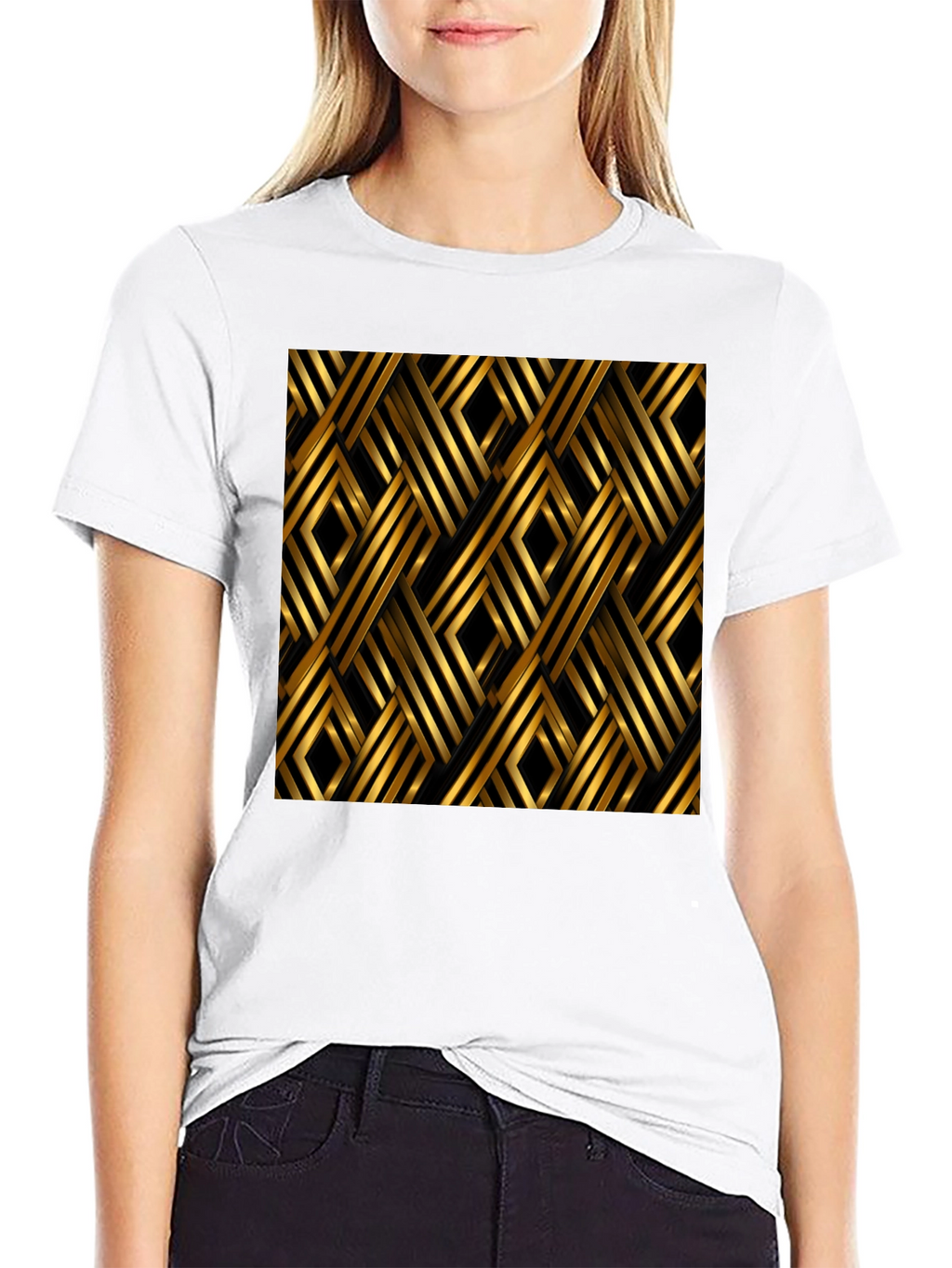 Geometric Gold Pattern T-Shirt