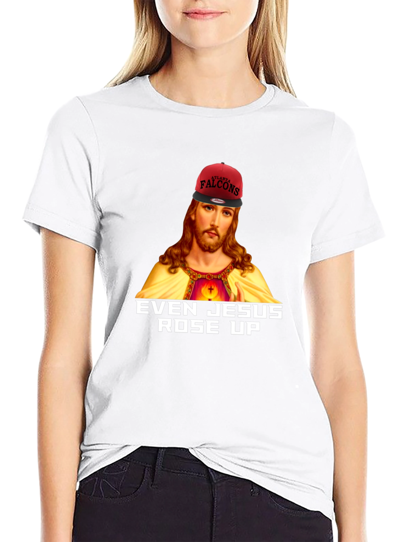 Even Jesus Rose Up T-Shirt - Falcons Fan Apparel