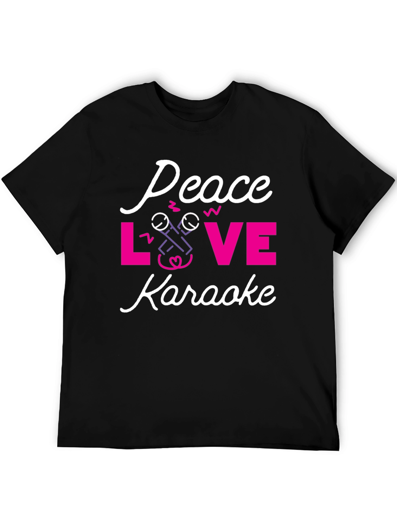 Peace Love Karaoke Graphic Tee - Trendy Music Lover Shirt