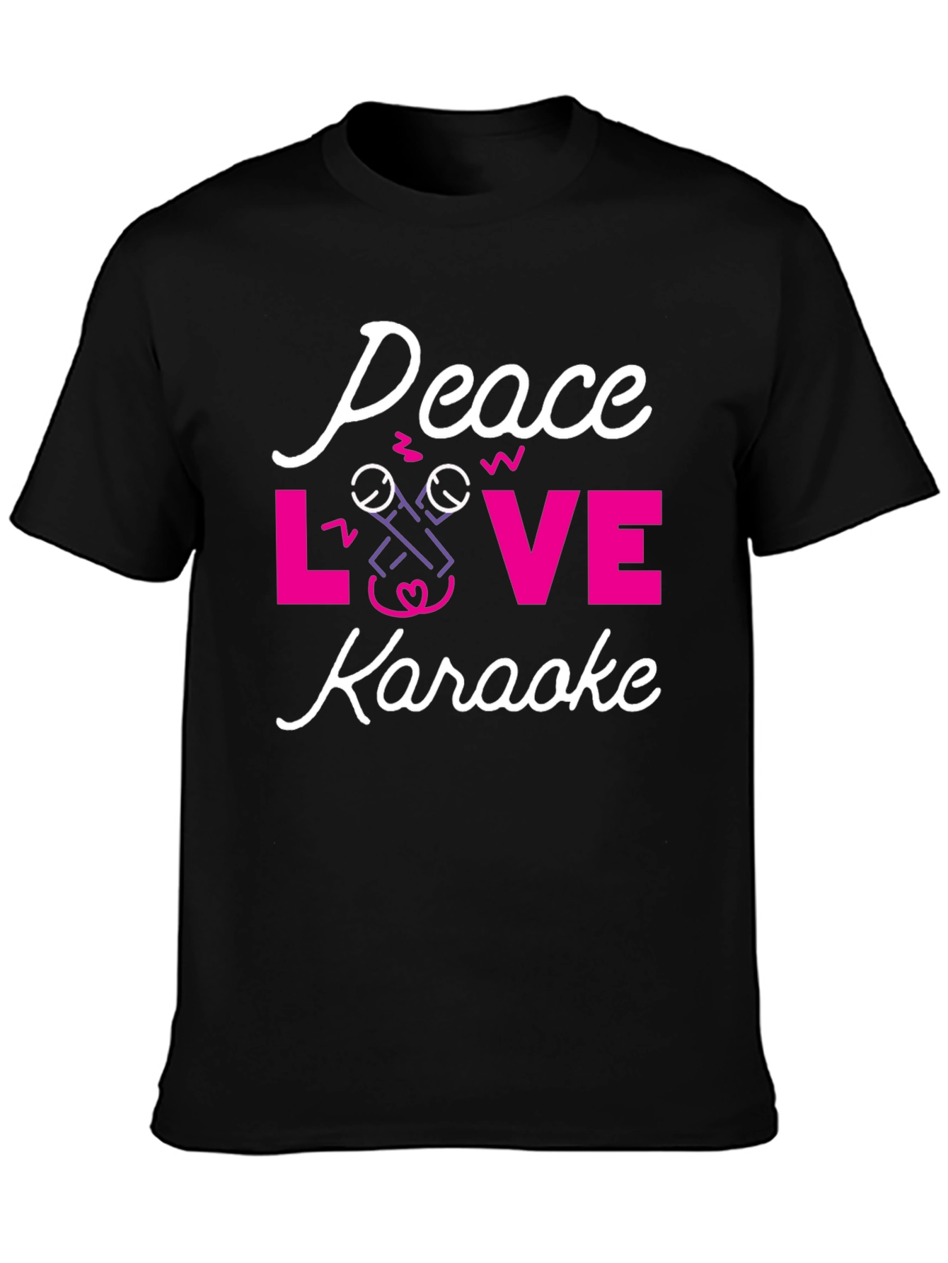 Peace Love Karaoke Graphic Tee - Trendy Music Lover Shirt