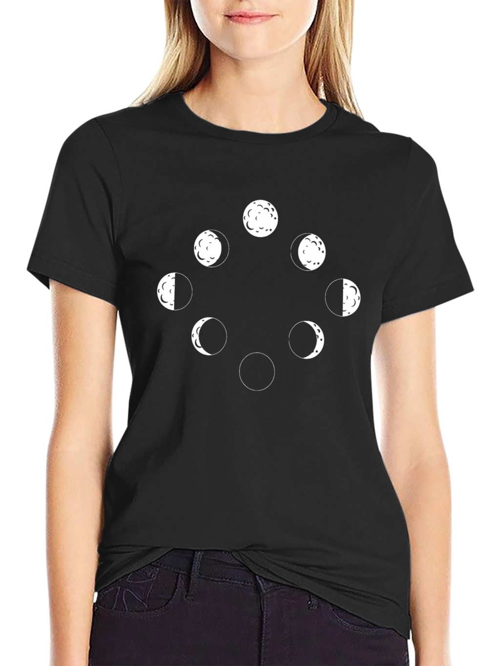 Lunar Phases Graphic Tee - Black Cotton T-Shirt