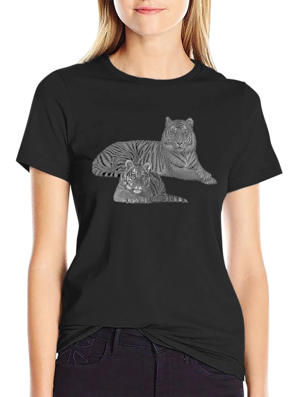 Tigers Graphic Print Black T-Shirt