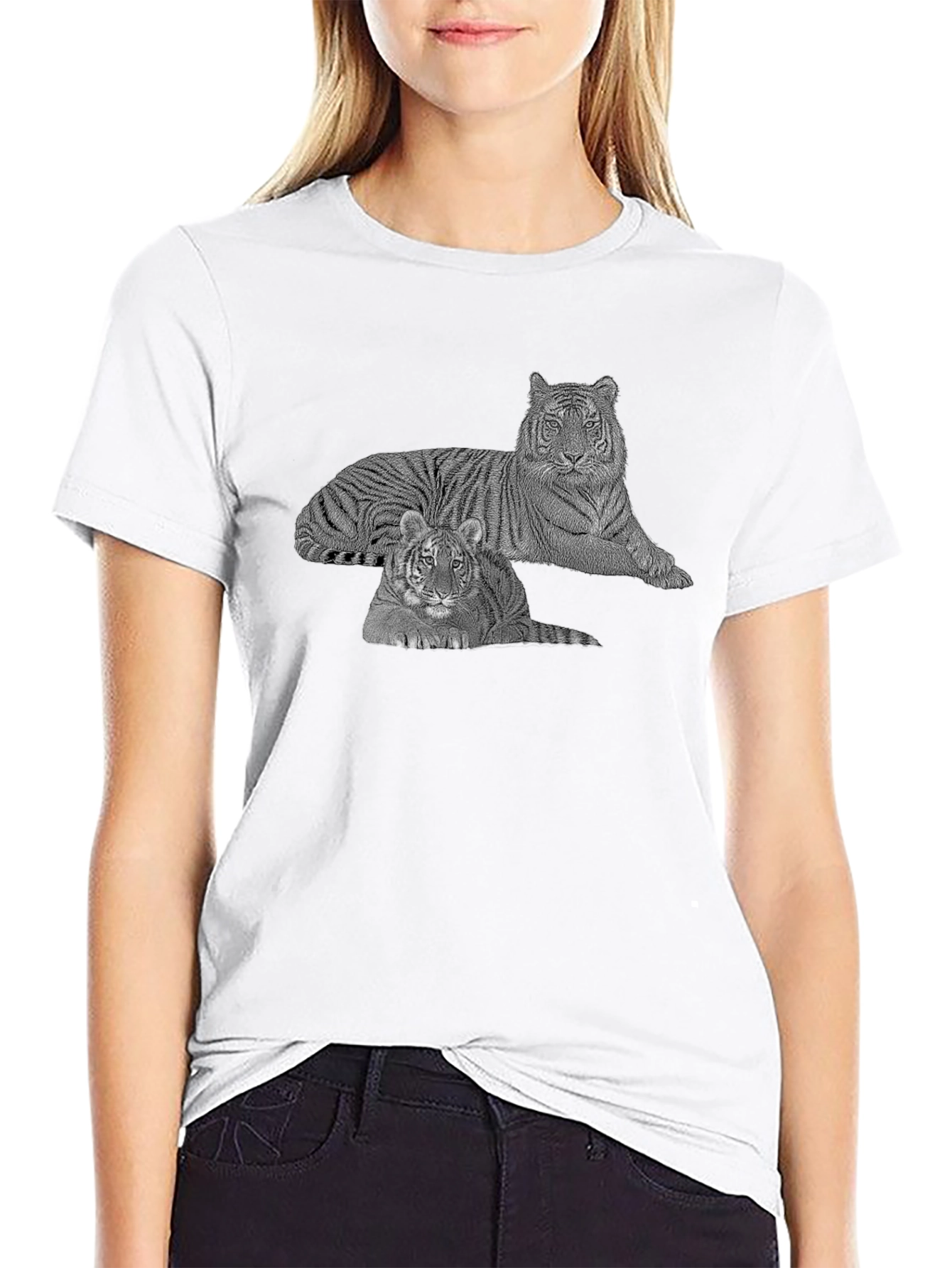 Tigers Graphic Print Black T-Shirt
