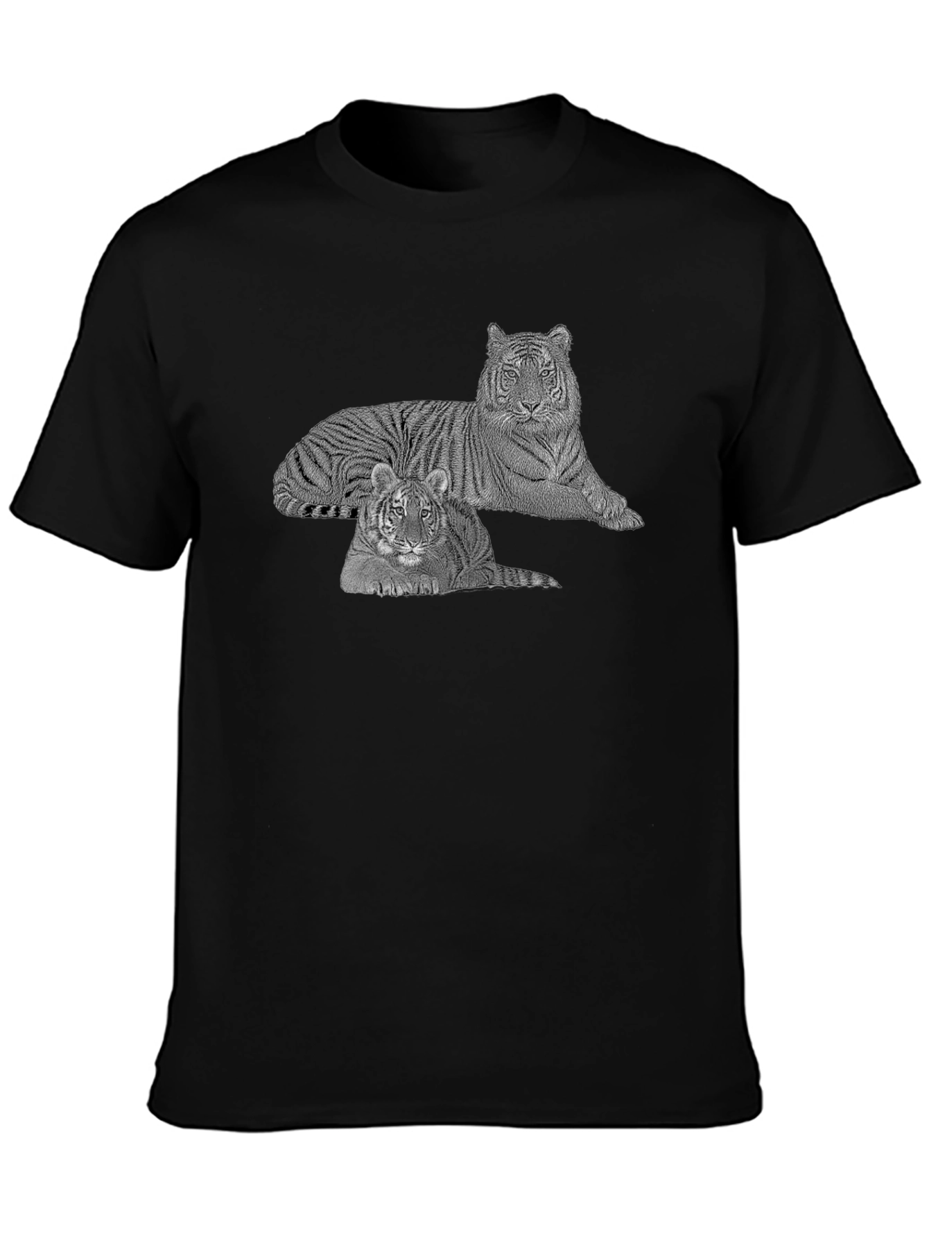Tigers Graphic Print Black T-Shirt