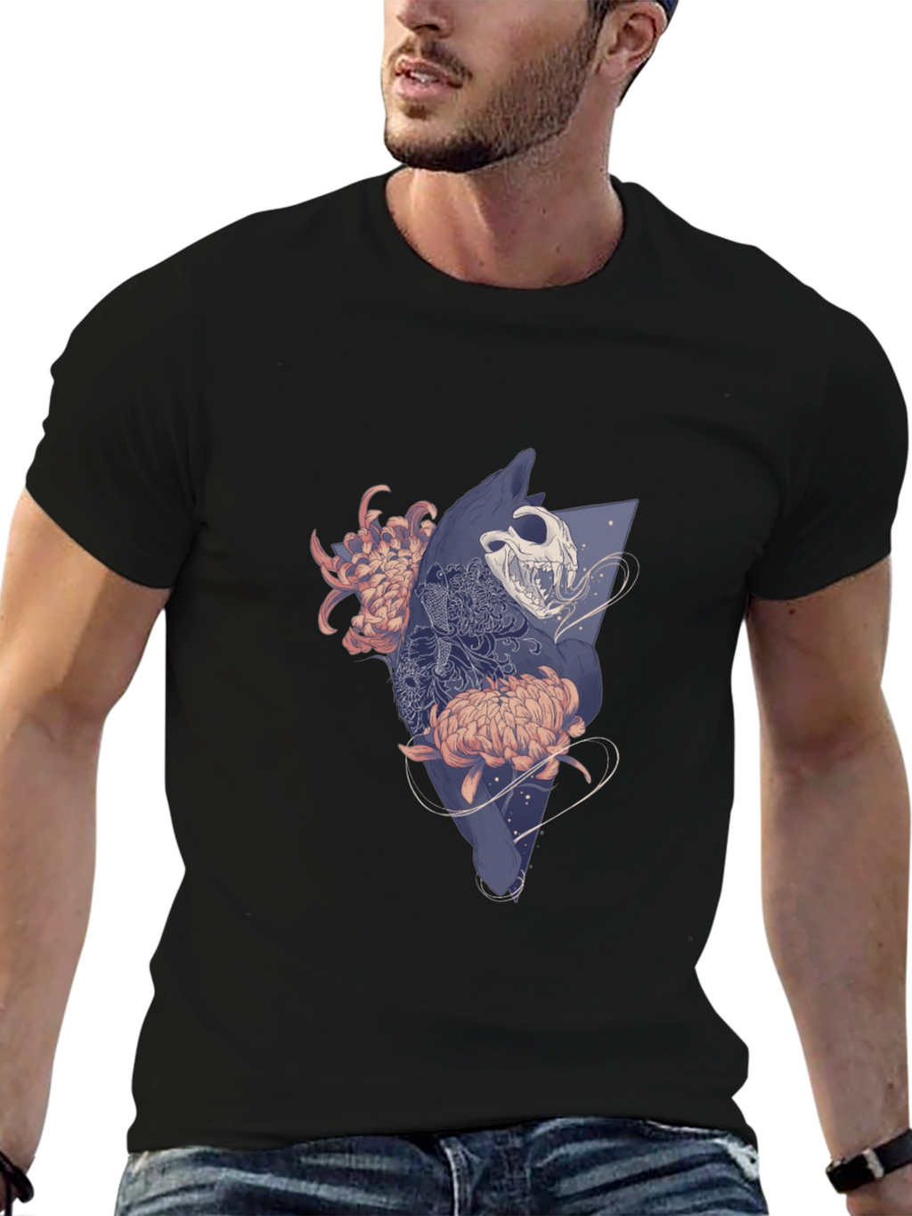 Skull & Floral Graphic T-Shirt
