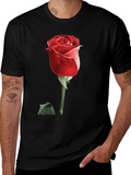 Red Rose Graphic Tee - Mens Black T-Shirt