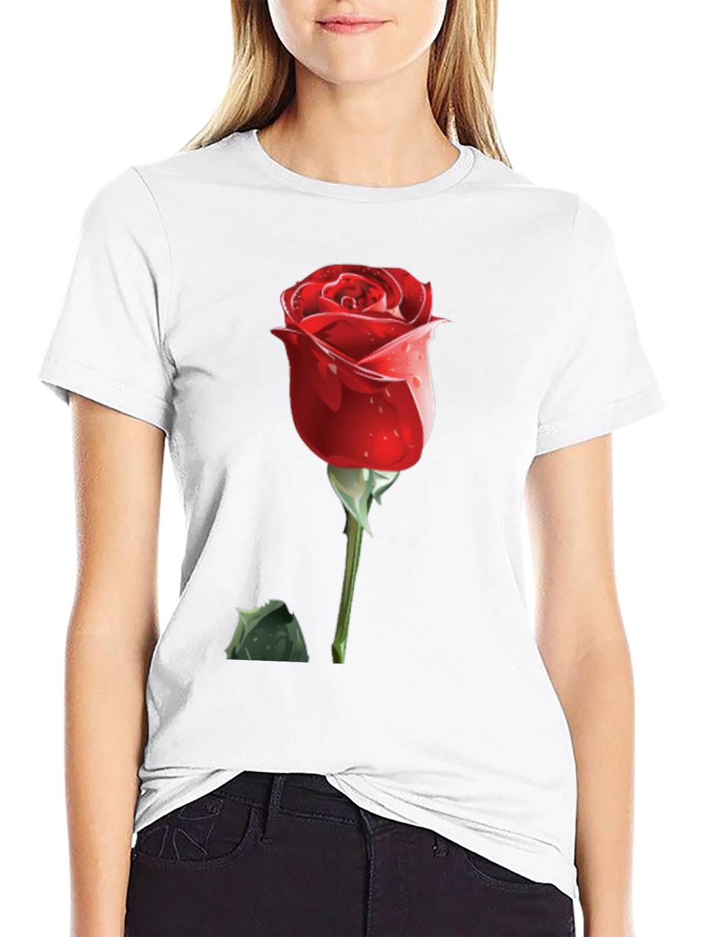 Red Rose Graphic Tee - Mens Black T-Shirt