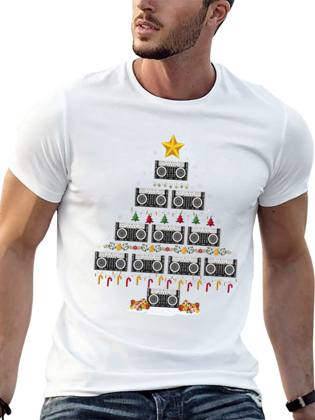 Boombox Christmas Tree T-Shirt
