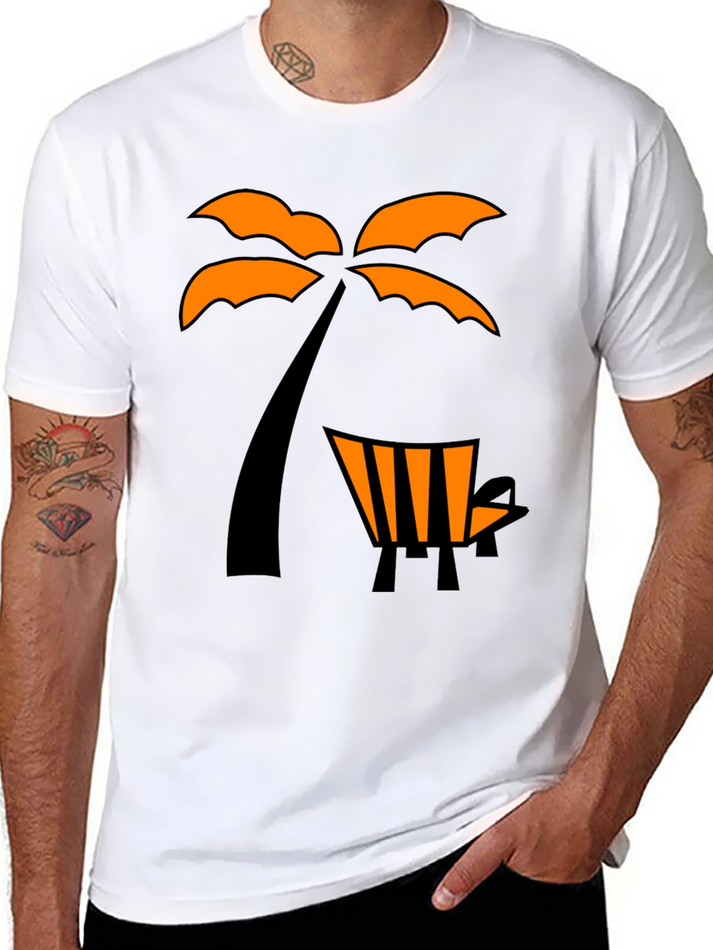 Tropical Palm Tree & Beach Chair Graphic Tee