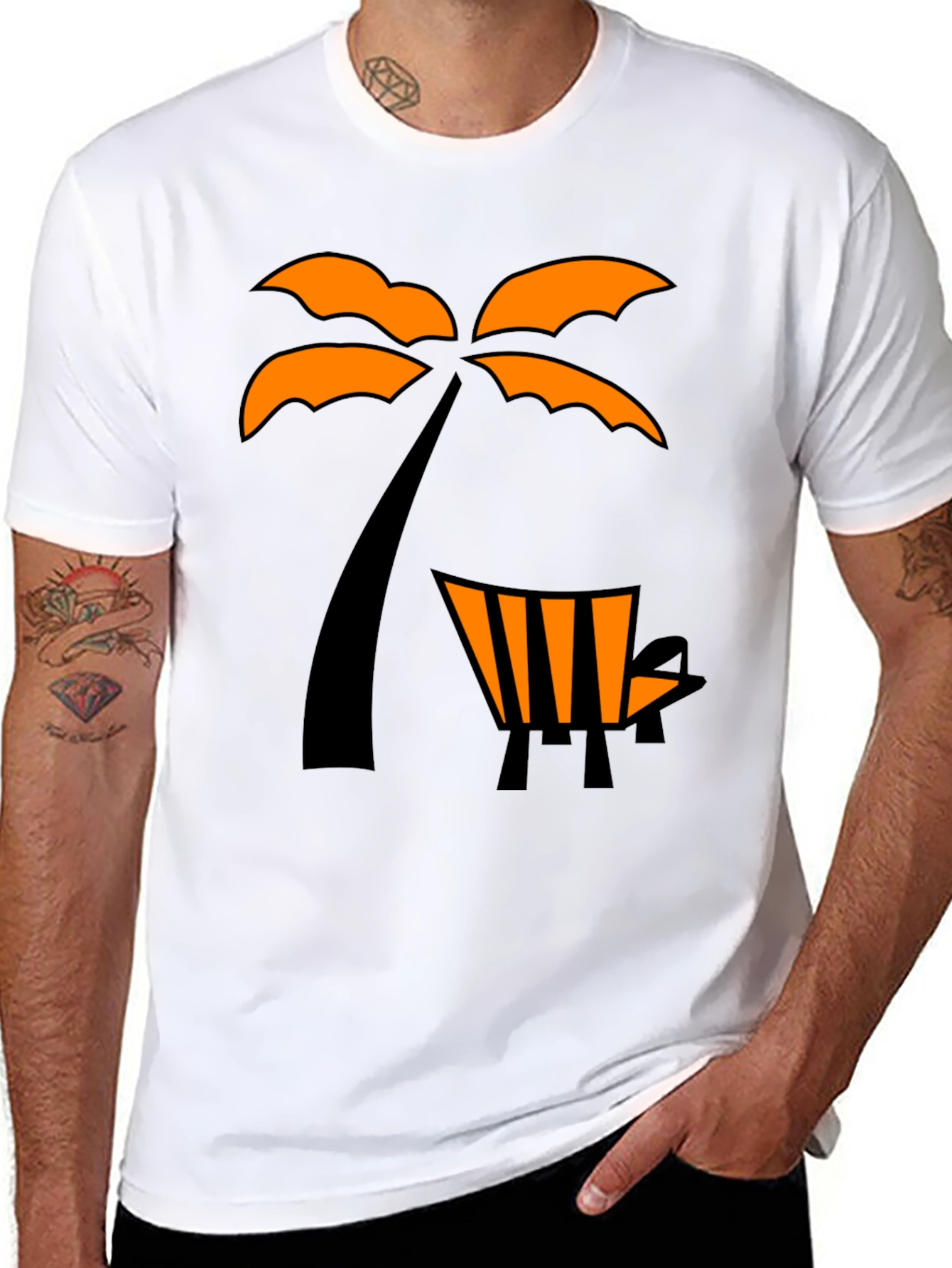 Tropical Palm Tree & Beach Chair Graphic Tee