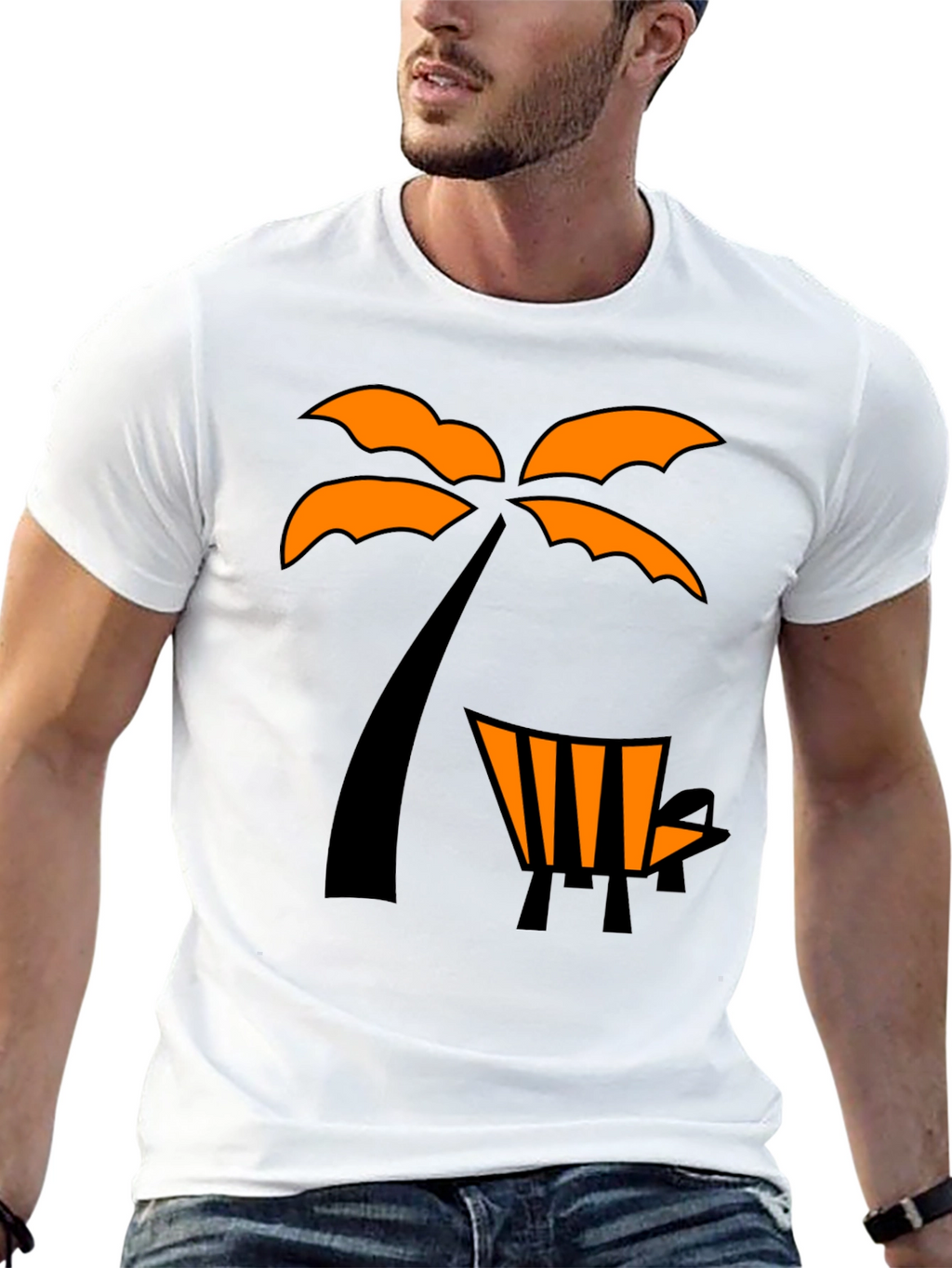 Tropical Palm Tree & Beach Chair Graphic Tee