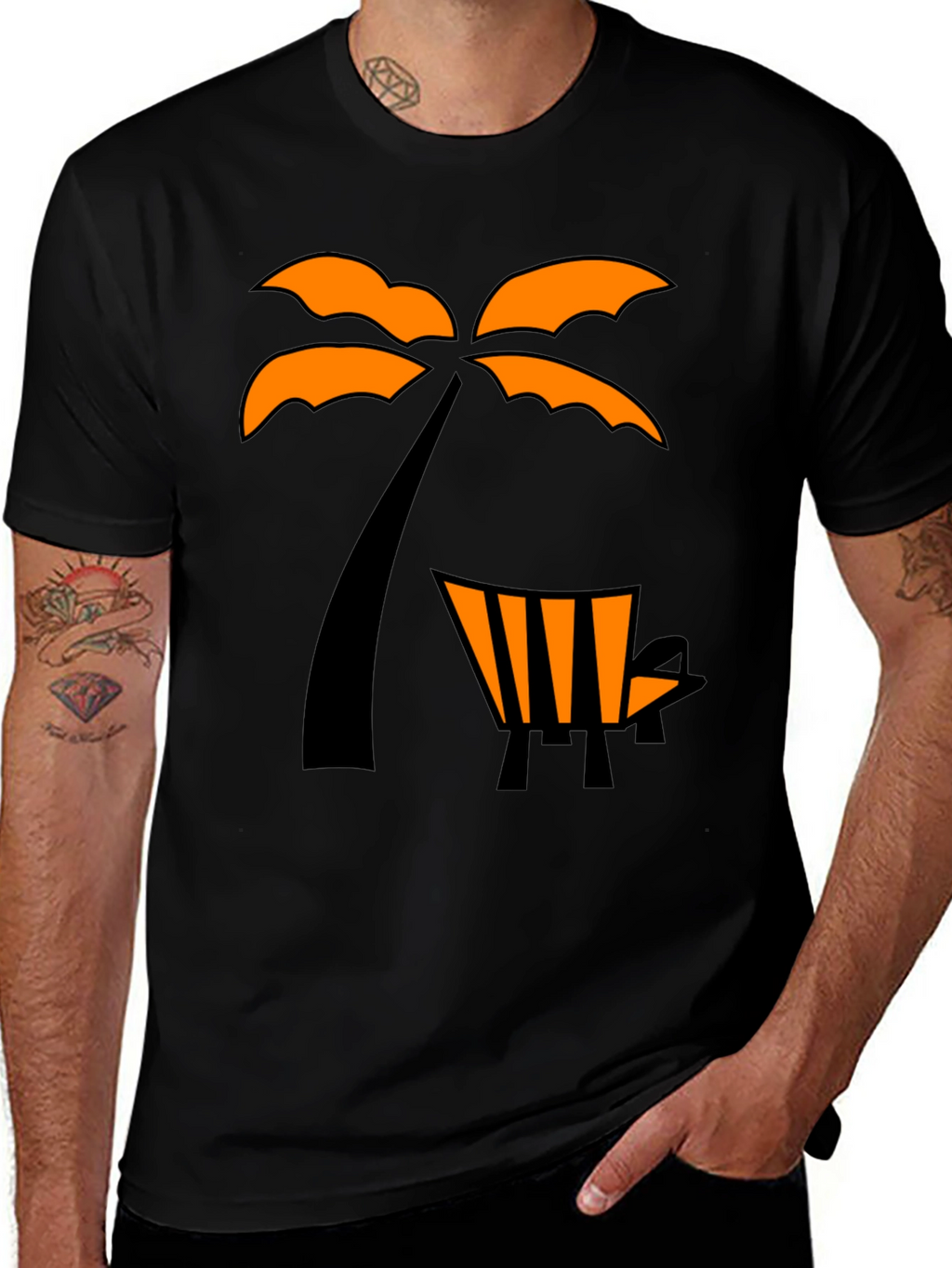 Tropical Palm Tree & Beach Chair Graphic Tee