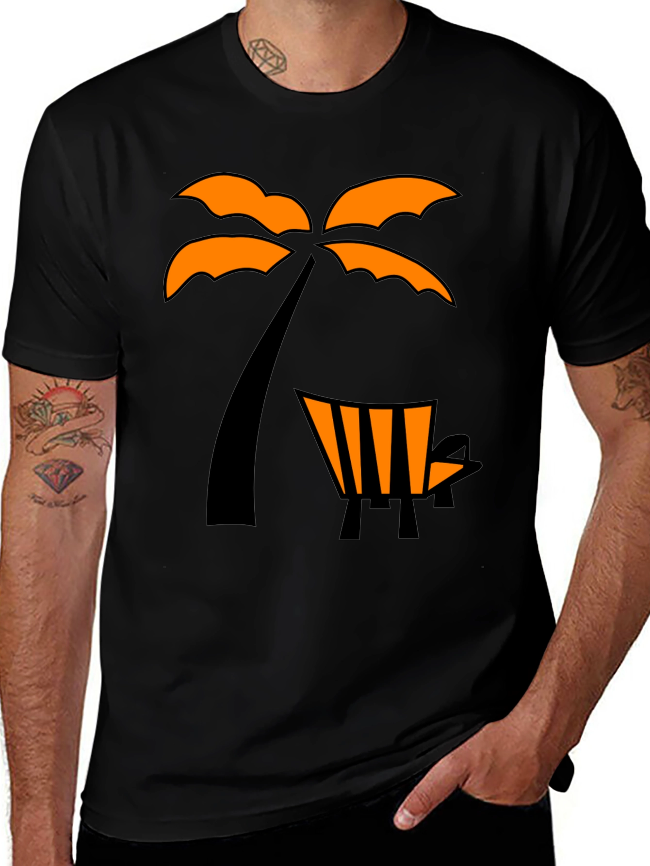 Tropical Palm Tree & Beach Chair Graphic Tee