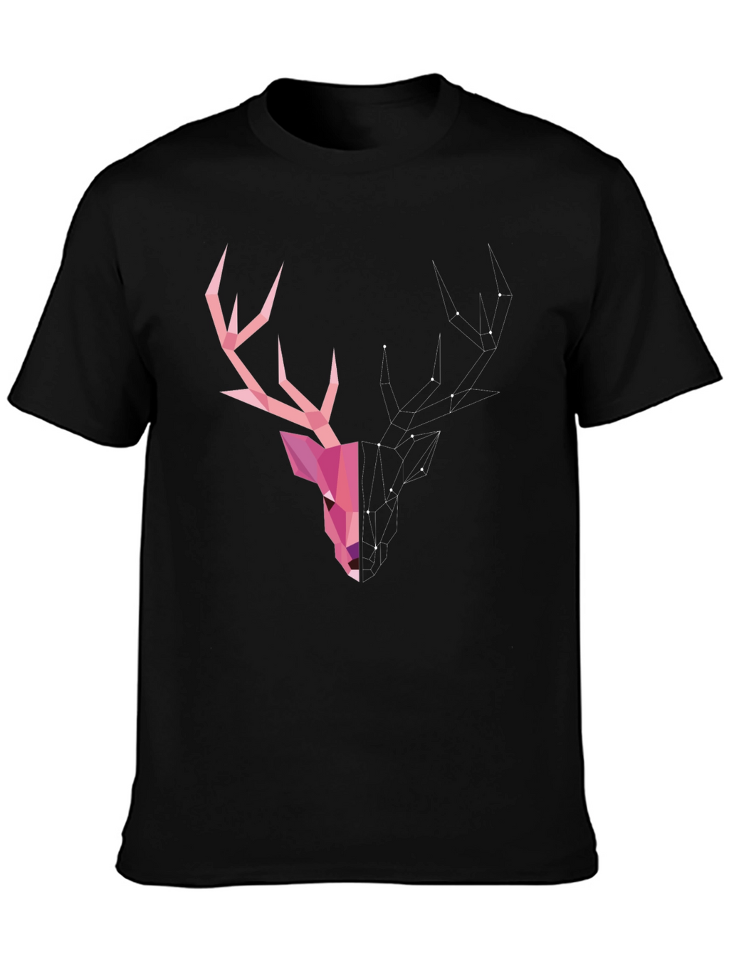Geometric Deer Head Graphic T-Shirt - Modern Artistic Design