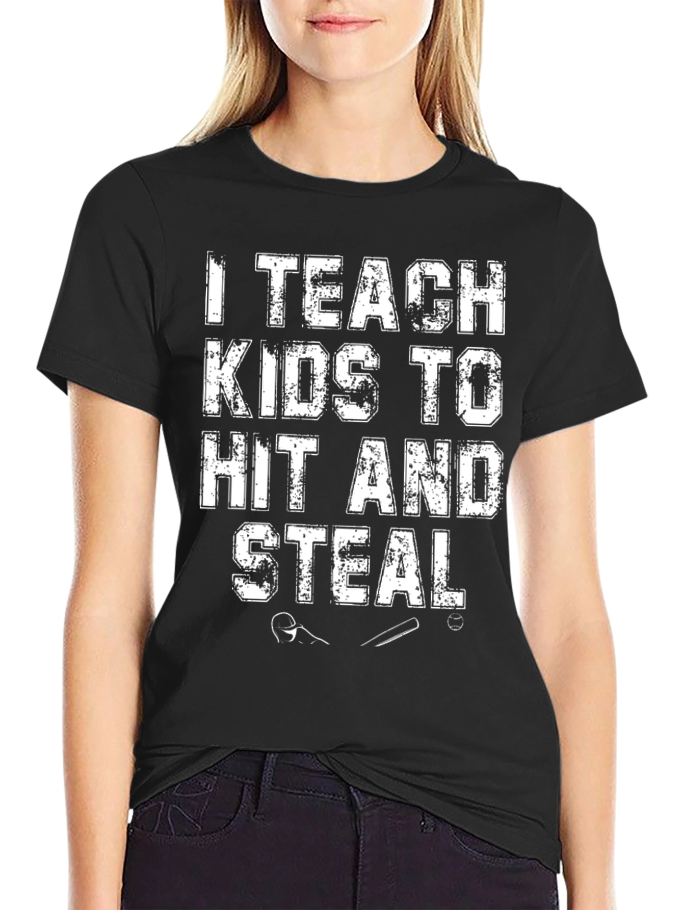 I Teach Kids to Hit and Steal T-Shirt - Baseball Coach Tee