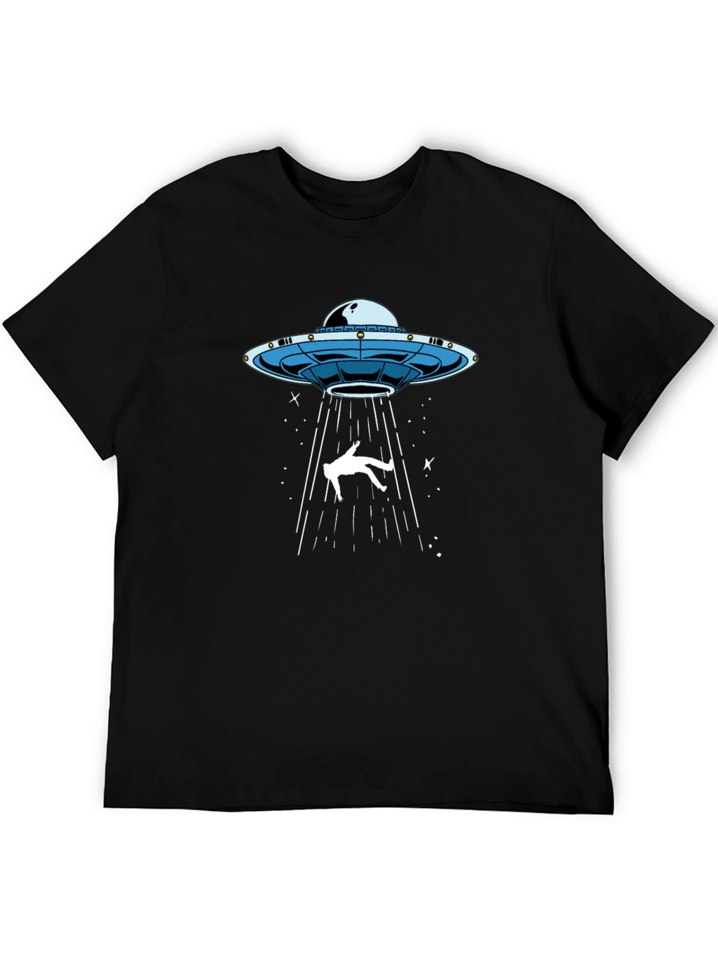 UFO Abduction Graphic Tee - Black Cotton T-Shirt