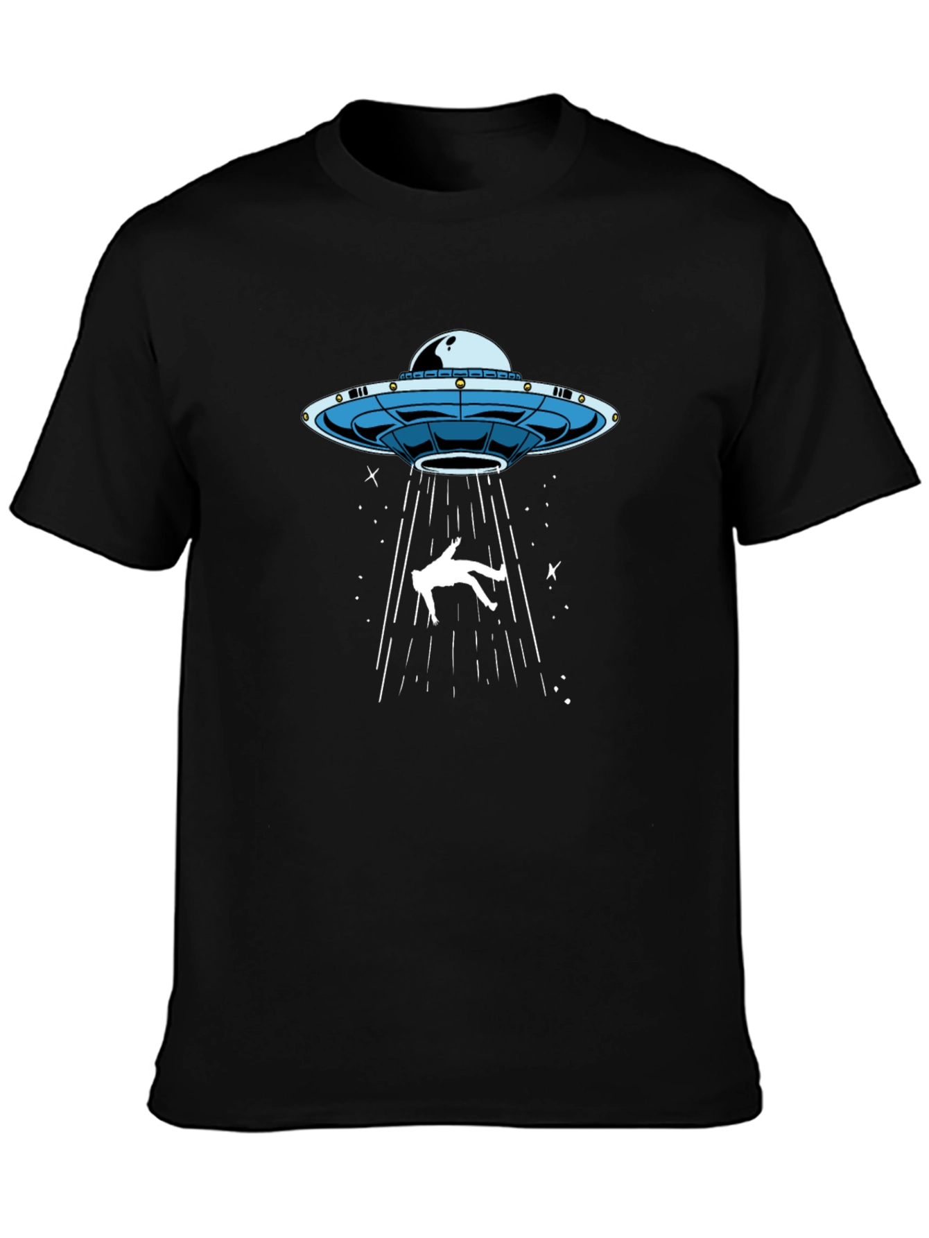 UFO Abduction Graphic Tee - Black Cotton T-Shirt