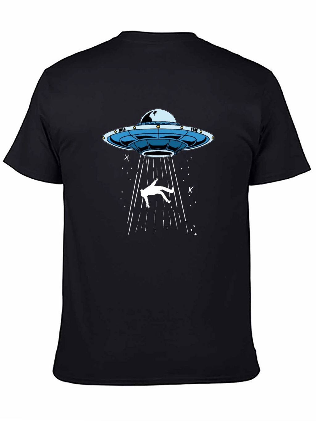 UFO Abduction Graphic Tee - Black Cotton T-Shirt