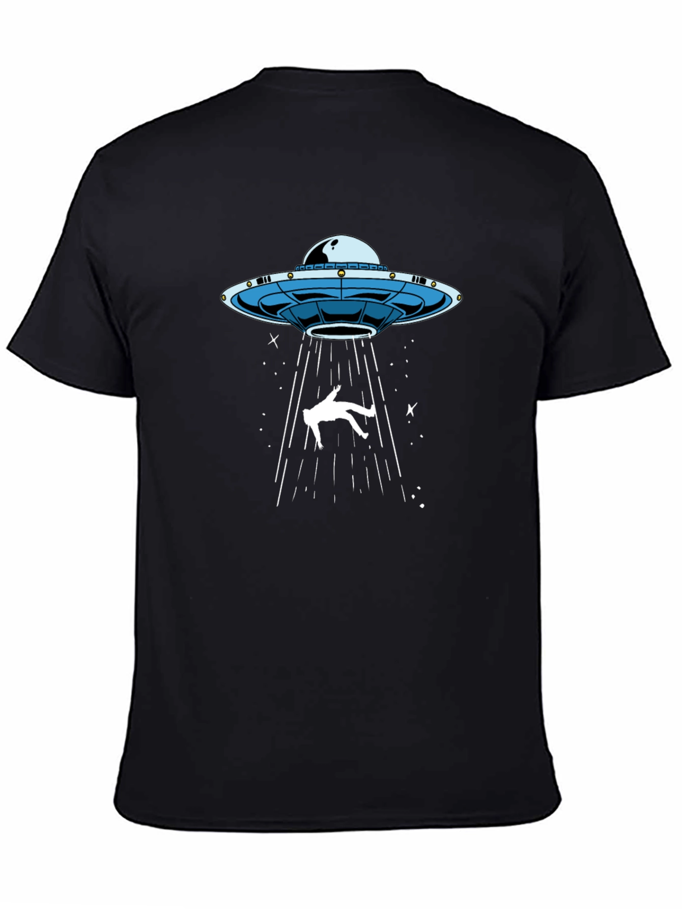 UFO Abduction Graphic Tee - Black Cotton T-Shirt