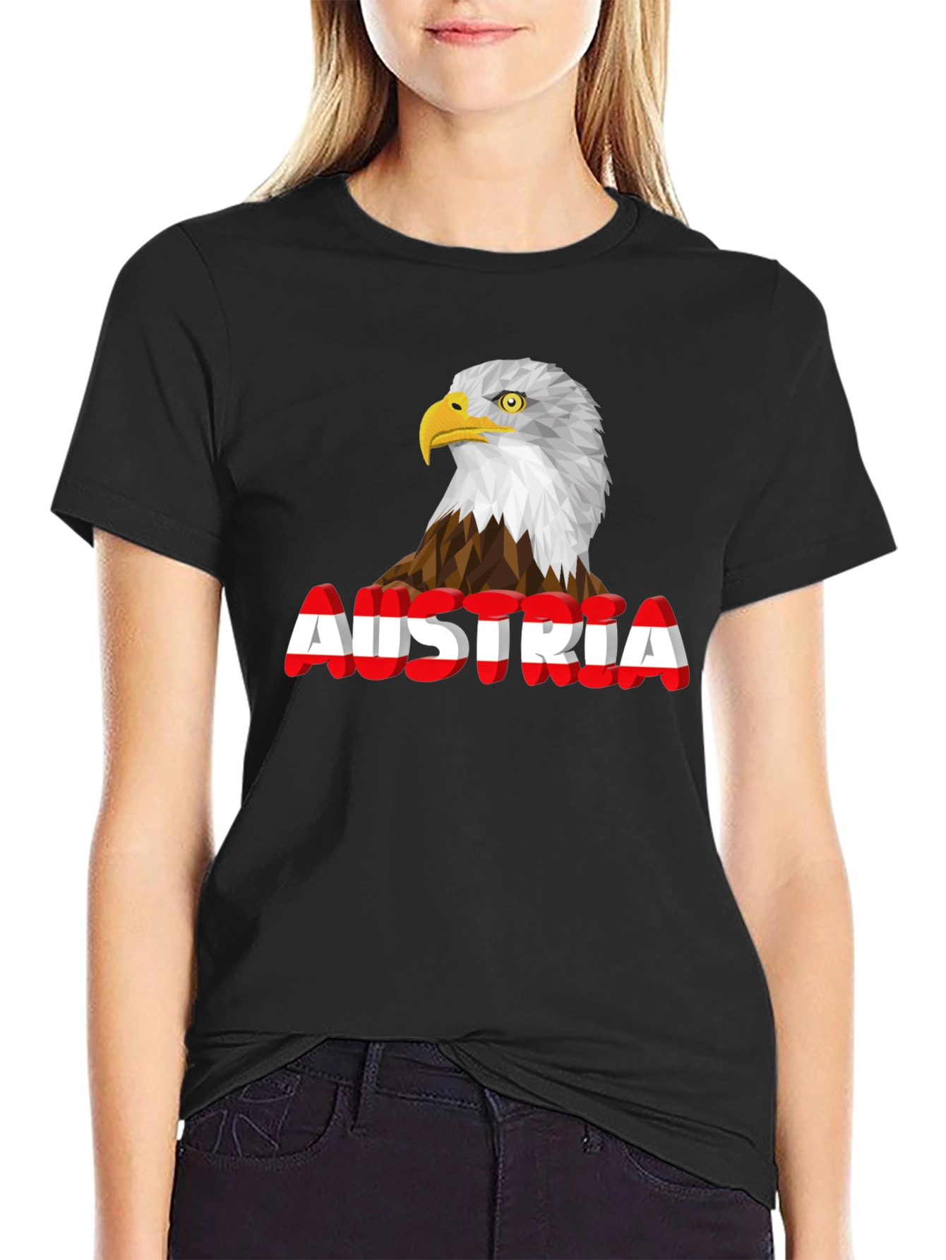 Austria Eagle Graphic Tee - Black Cotton Blend