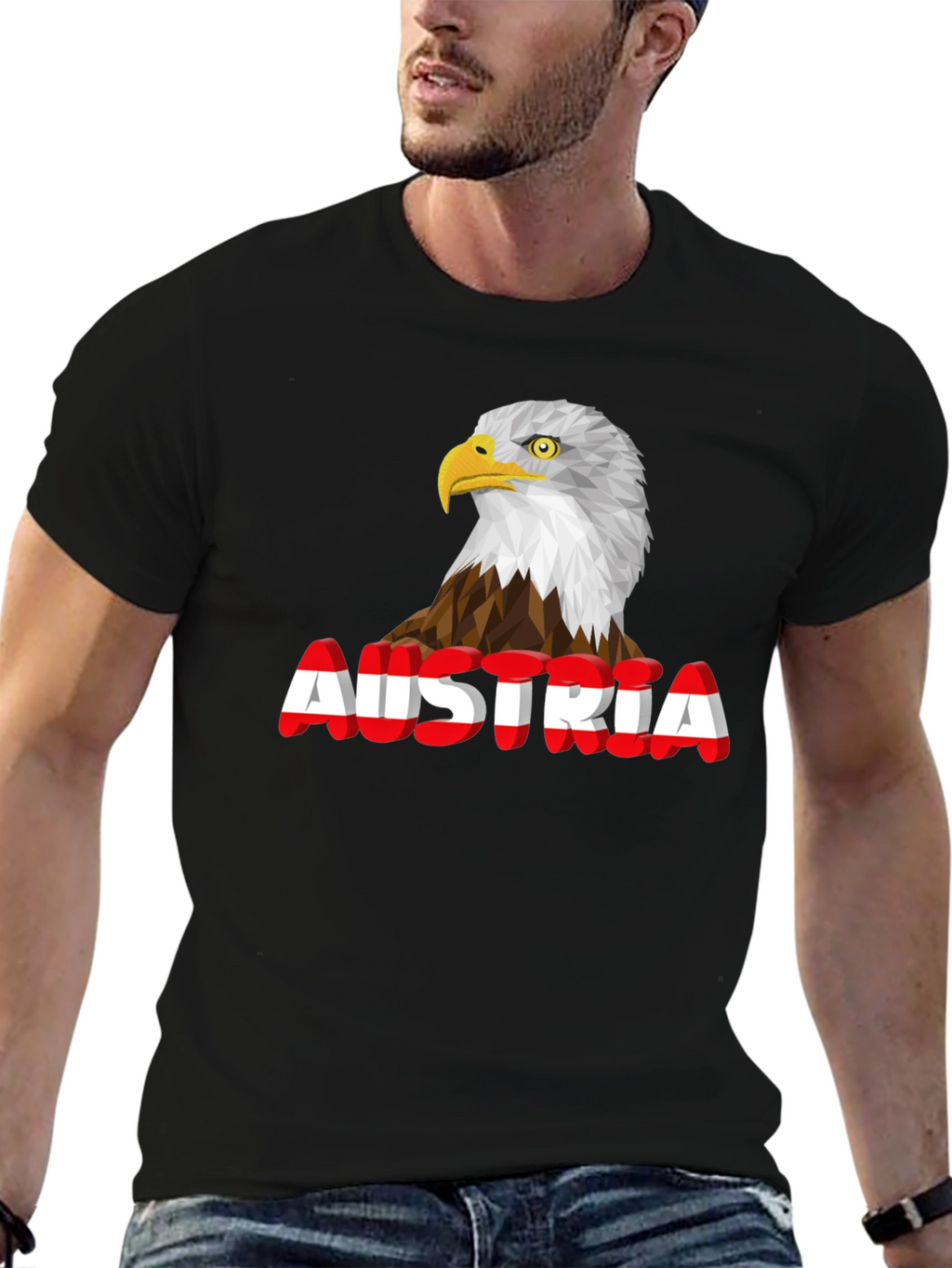 Austria Eagle Graphic Tee - Black Cotton Blend