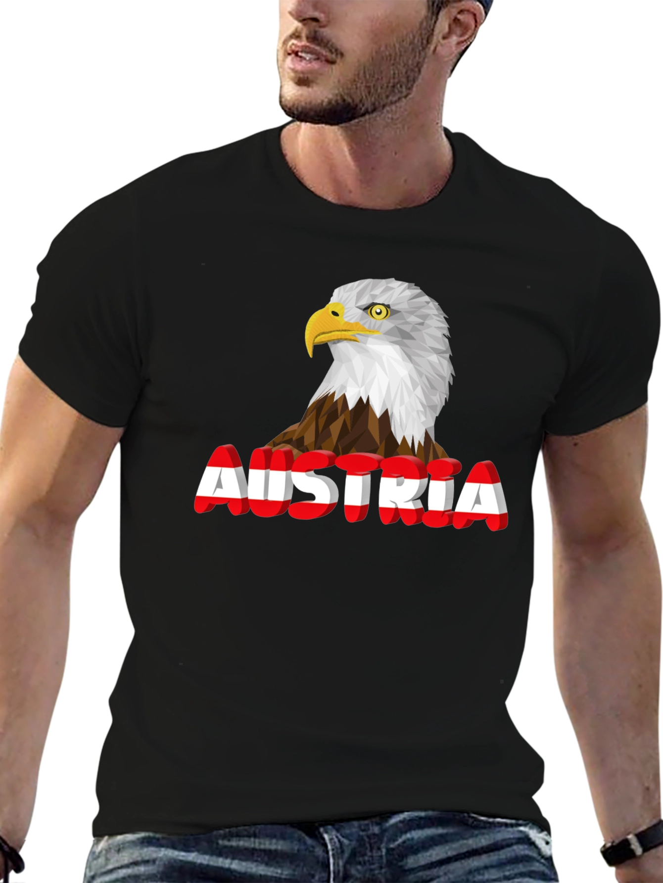 Austria Eagle Graphic Tee - Black Cotton Blend