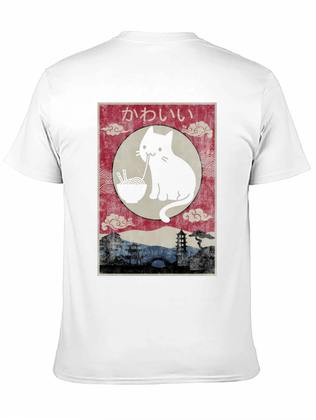 Kawaii Cat Ramen Graphic T-Shirt