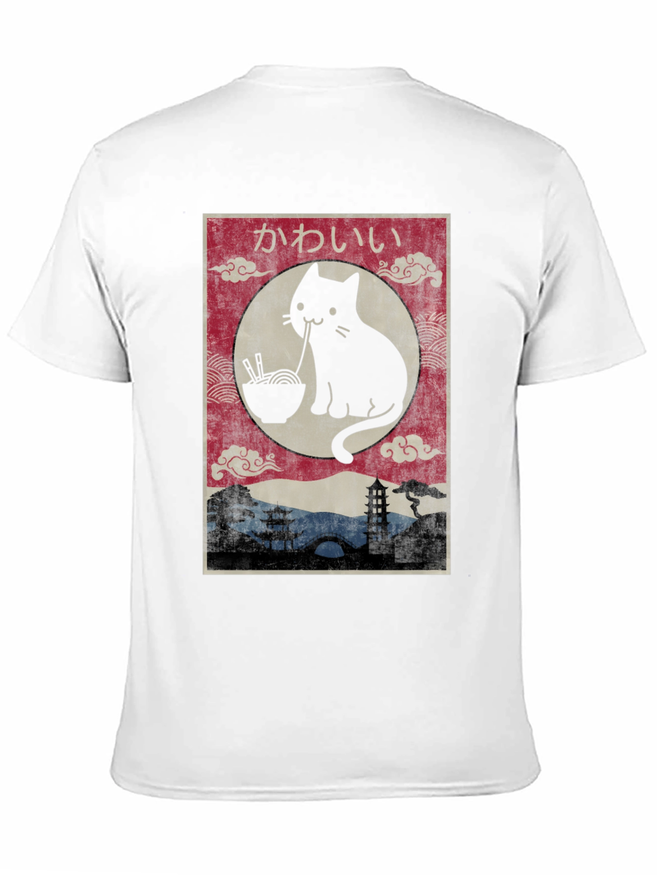 Kawaii Cat Ramen Graphic T-Shirt