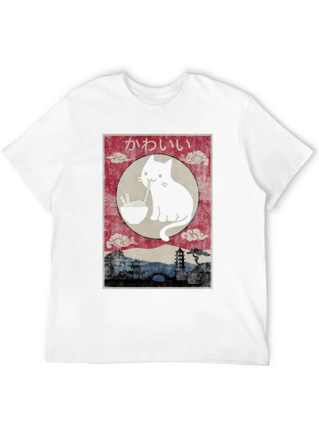 Kawaii Cat Ramen Graphic T-Shirt