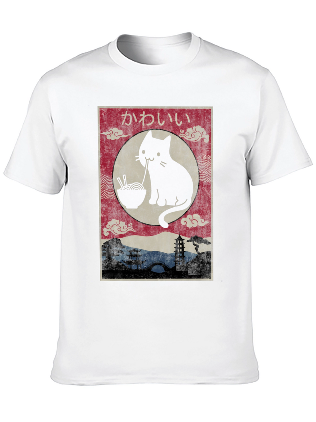 Kawaii Cat Ramen Graphic T-Shirt