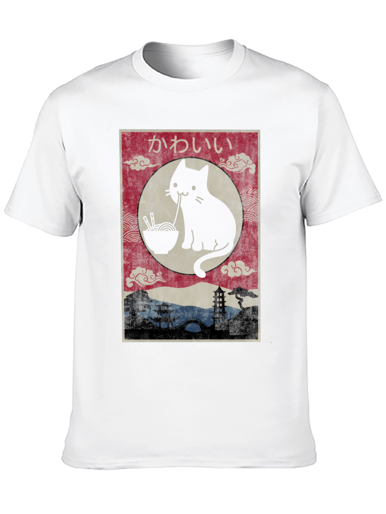 Kawaii Cat Ramen Graphic T-Shirt