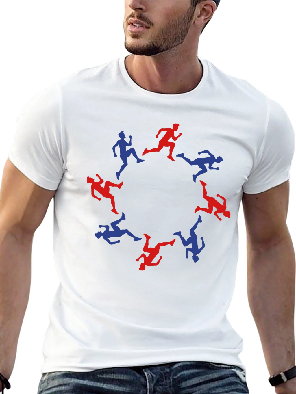 Runner Circle Graphic Tee - Black Cotton Blend T-Shirt