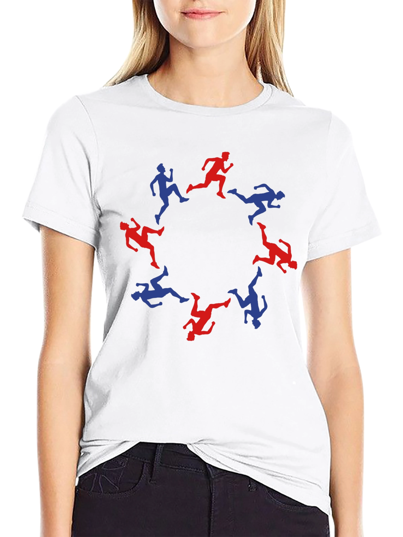 Runner Circle Graphic Tee - Black Cotton Blend T-Shirt