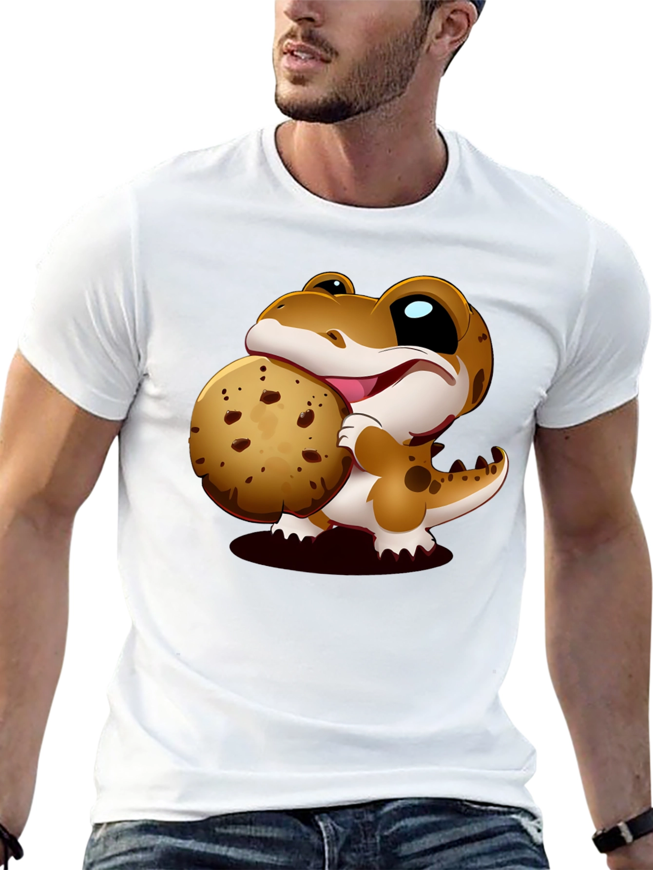 Cute Dino Cookie Lover Black T-Shirt