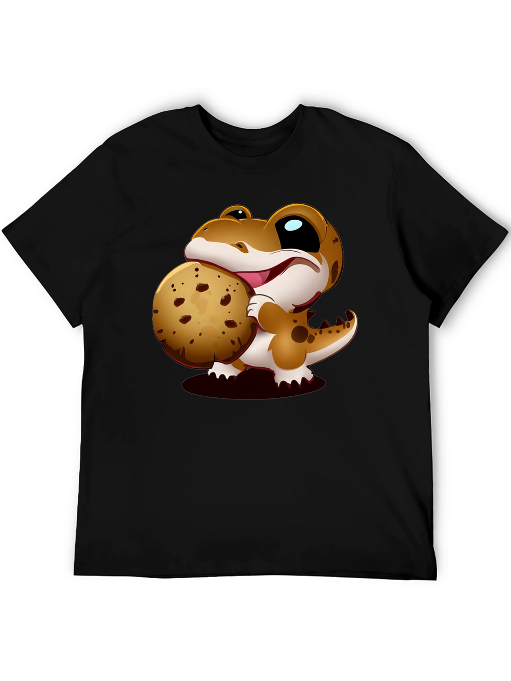 Cute Dino Cookie Lover Black T-Shirt
