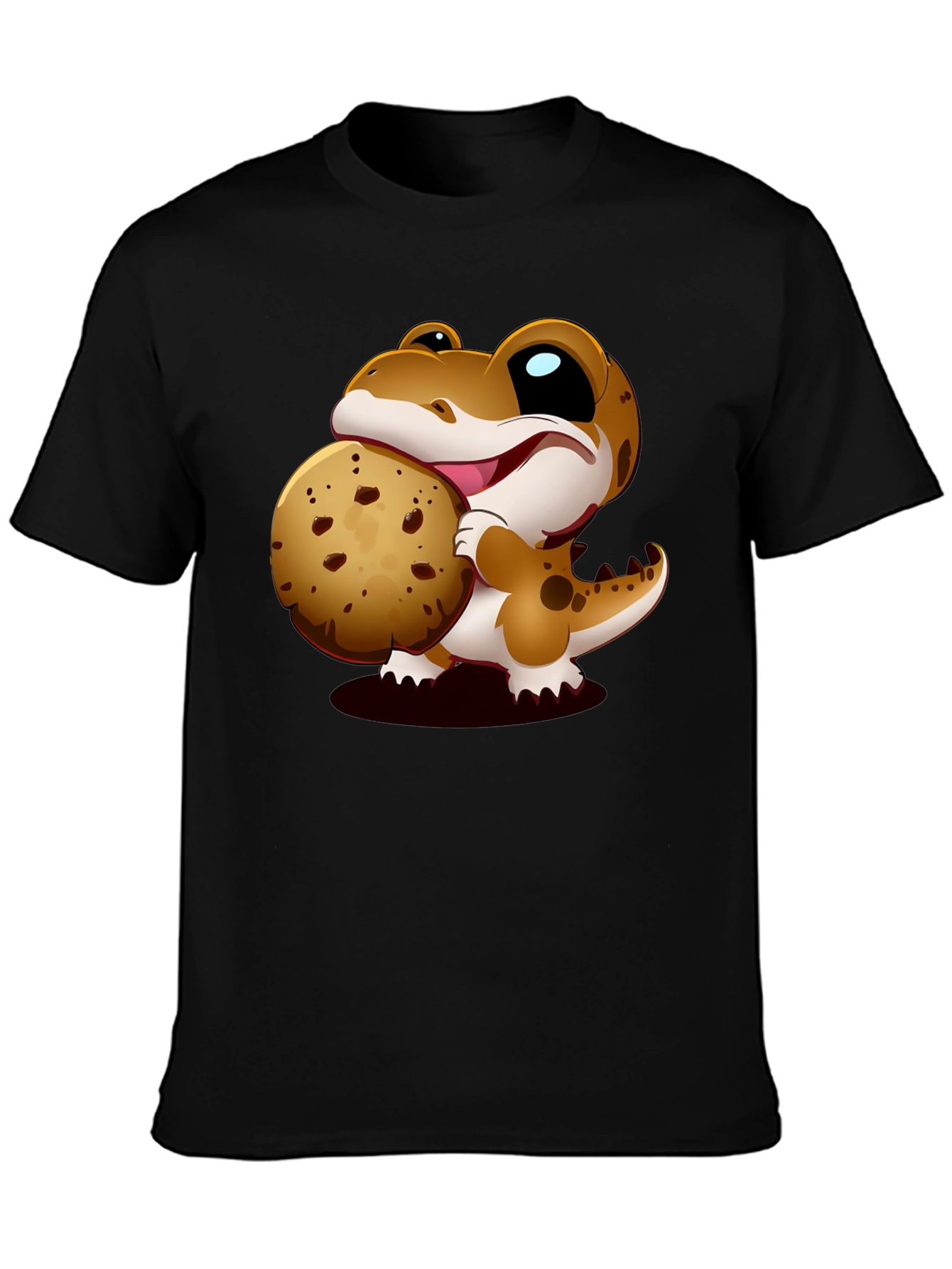 Cute Dino Cookie Lover Black T-Shirt
