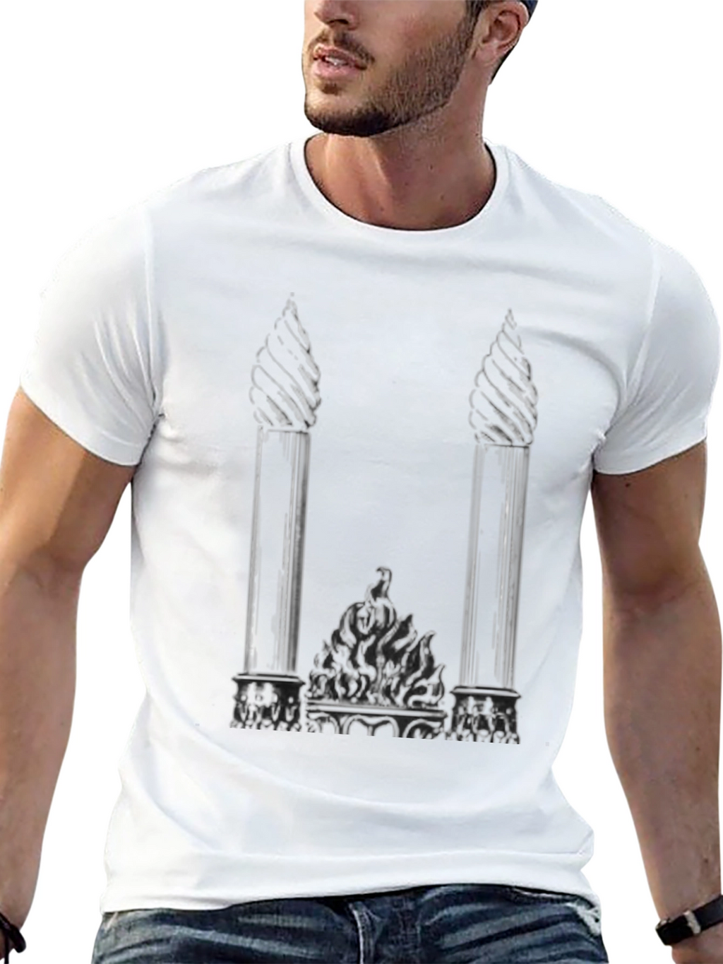 Gothic Columns Black T-Shirt - Unique Graphic Tee