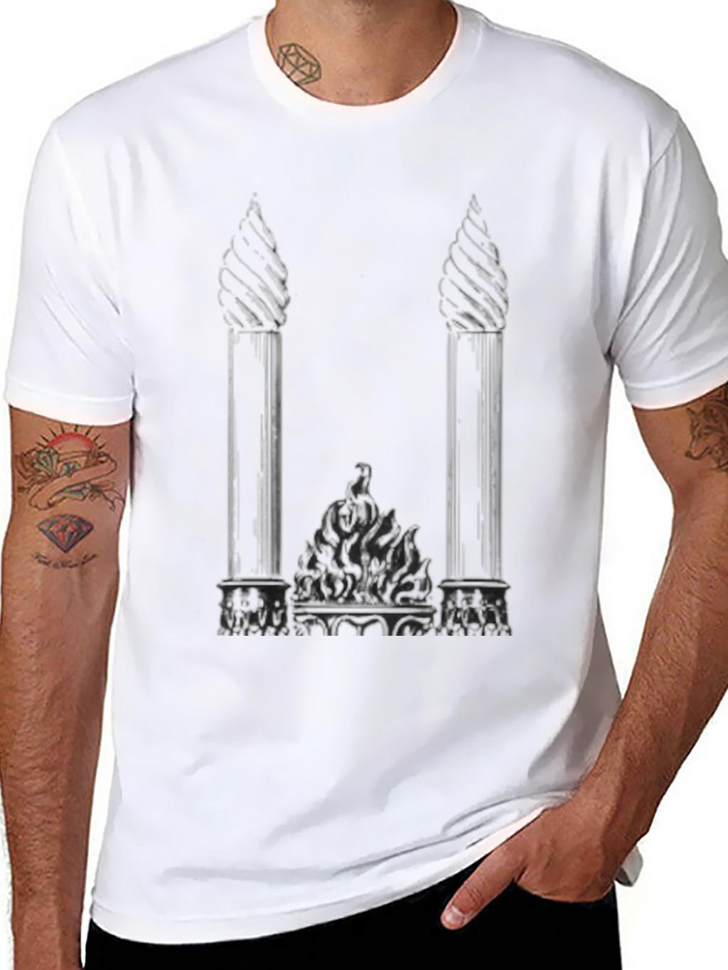 Gothic Columns Black T-Shirt - Unique Graphic Tee
