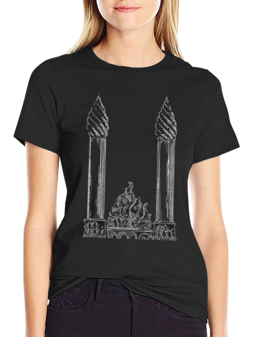 Gothic Columns Black T-Shirt - Unique Graphic Tee
