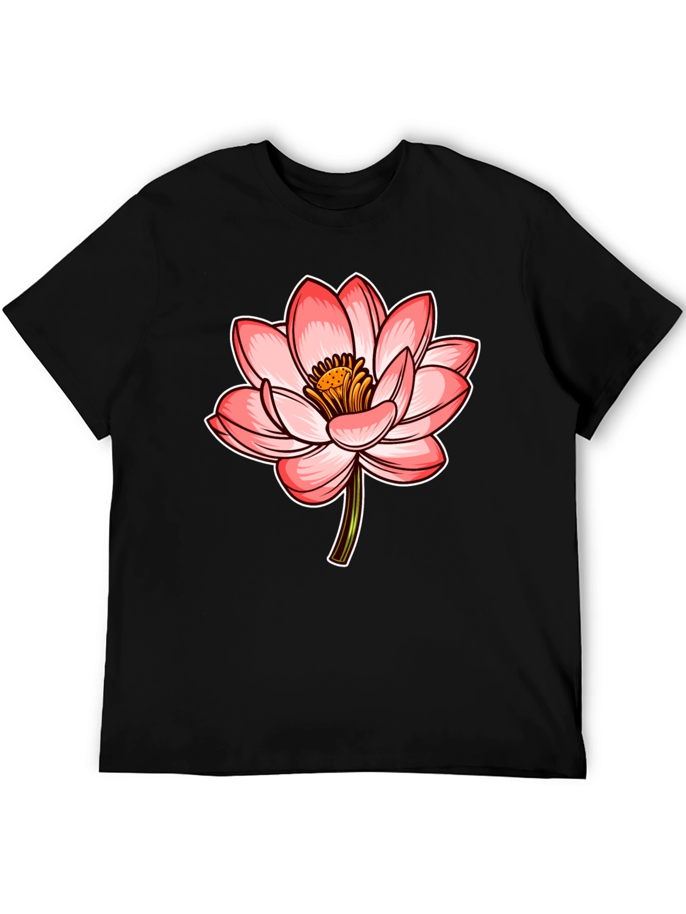 Lotus Flower Graphic Tee - Stylish Mens Black T-Shirt