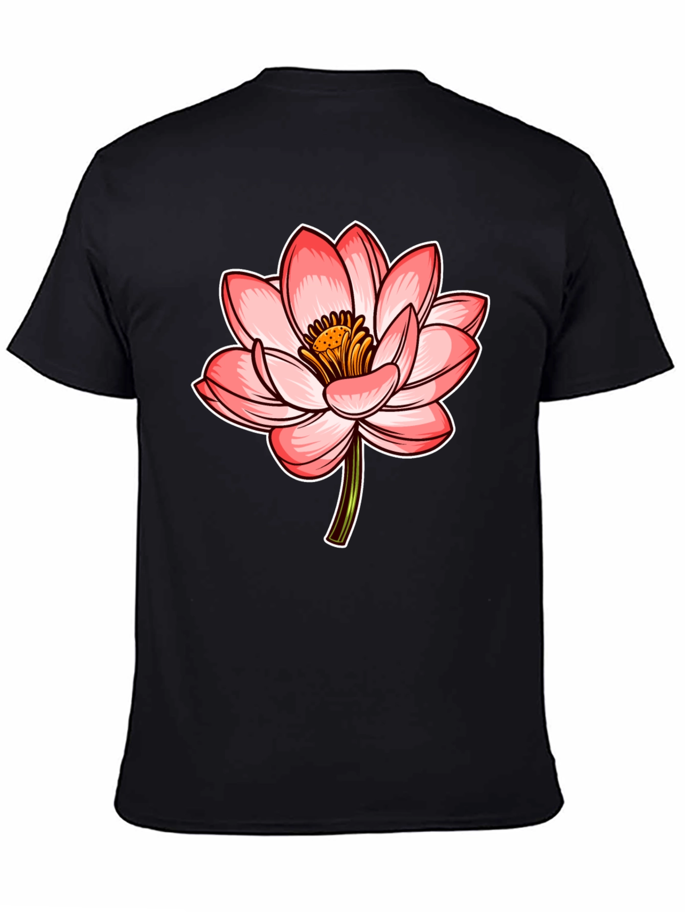 Lotus Flower Graphic Tee - Stylish Mens Black T-Shirt