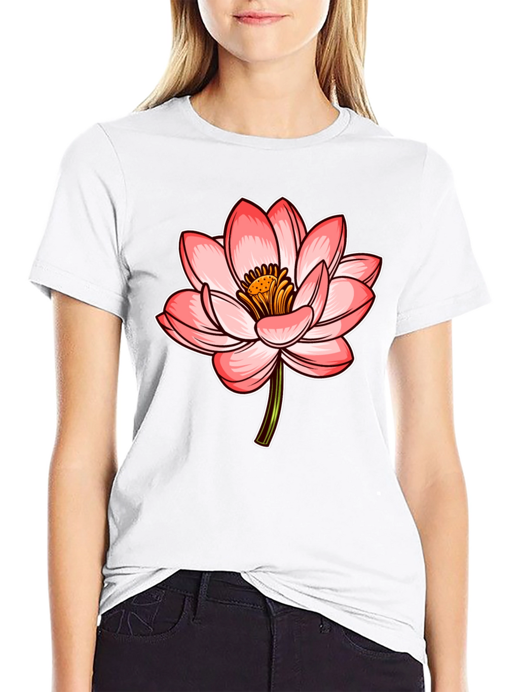 Lotus Flower Graphic Tee - Stylish Mens Black T-Shirt