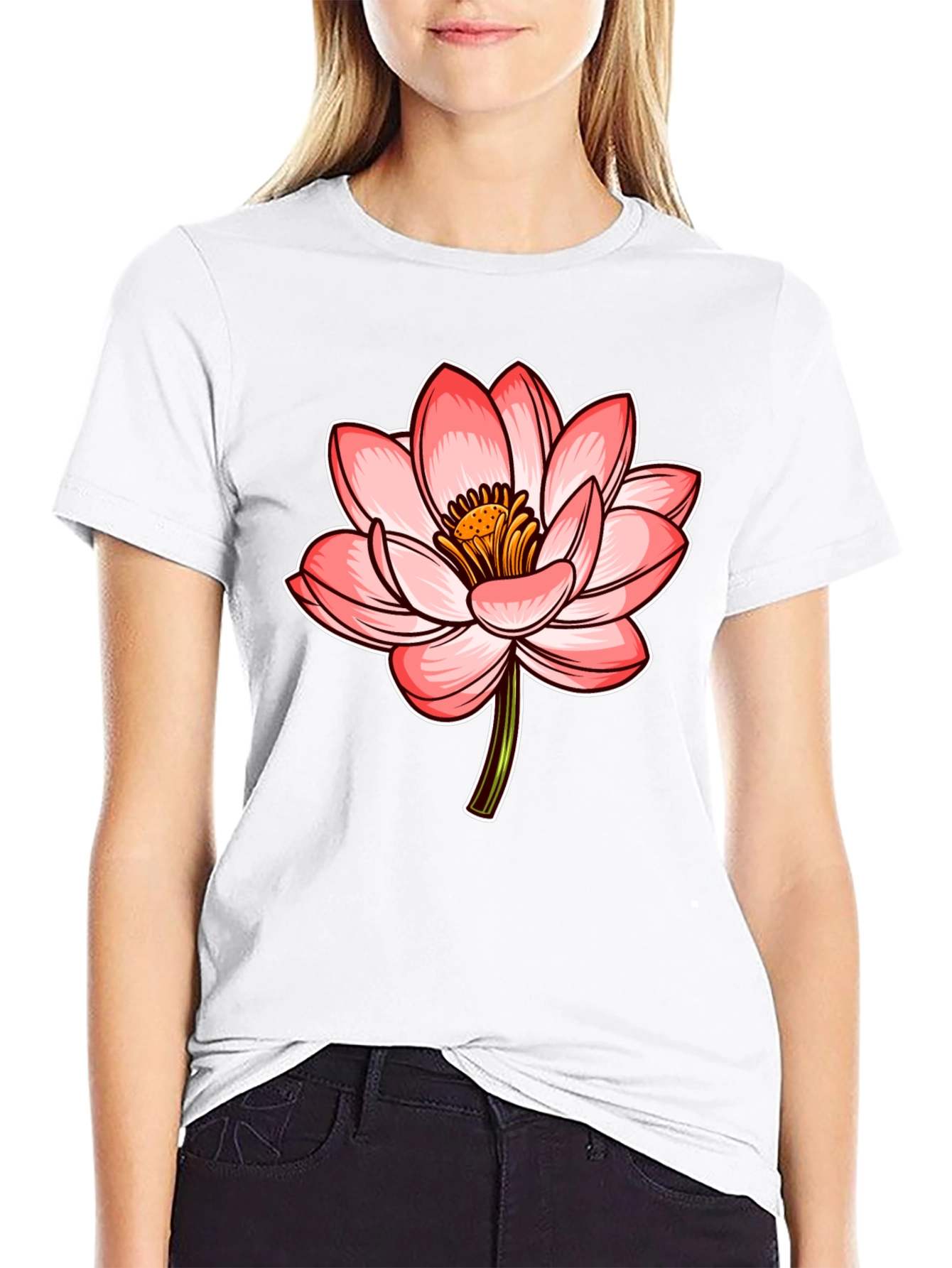 Lotus Flower Graphic Tee - Stylish Mens Black T-Shirt
