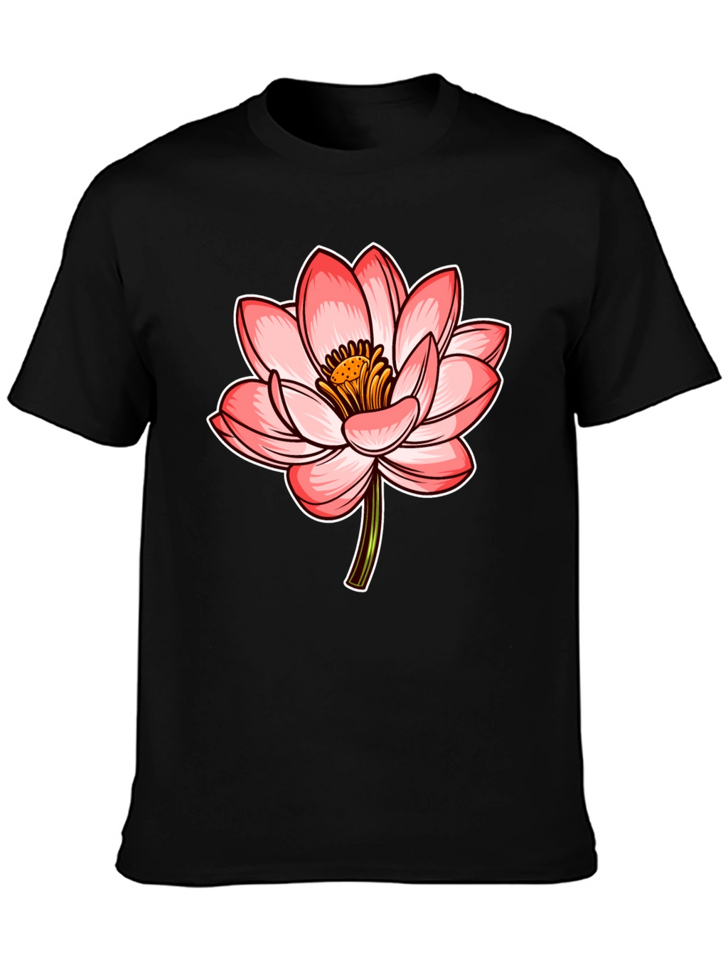 Lotus Flower Graphic Tee - Stylish Mens Black T-Shirt