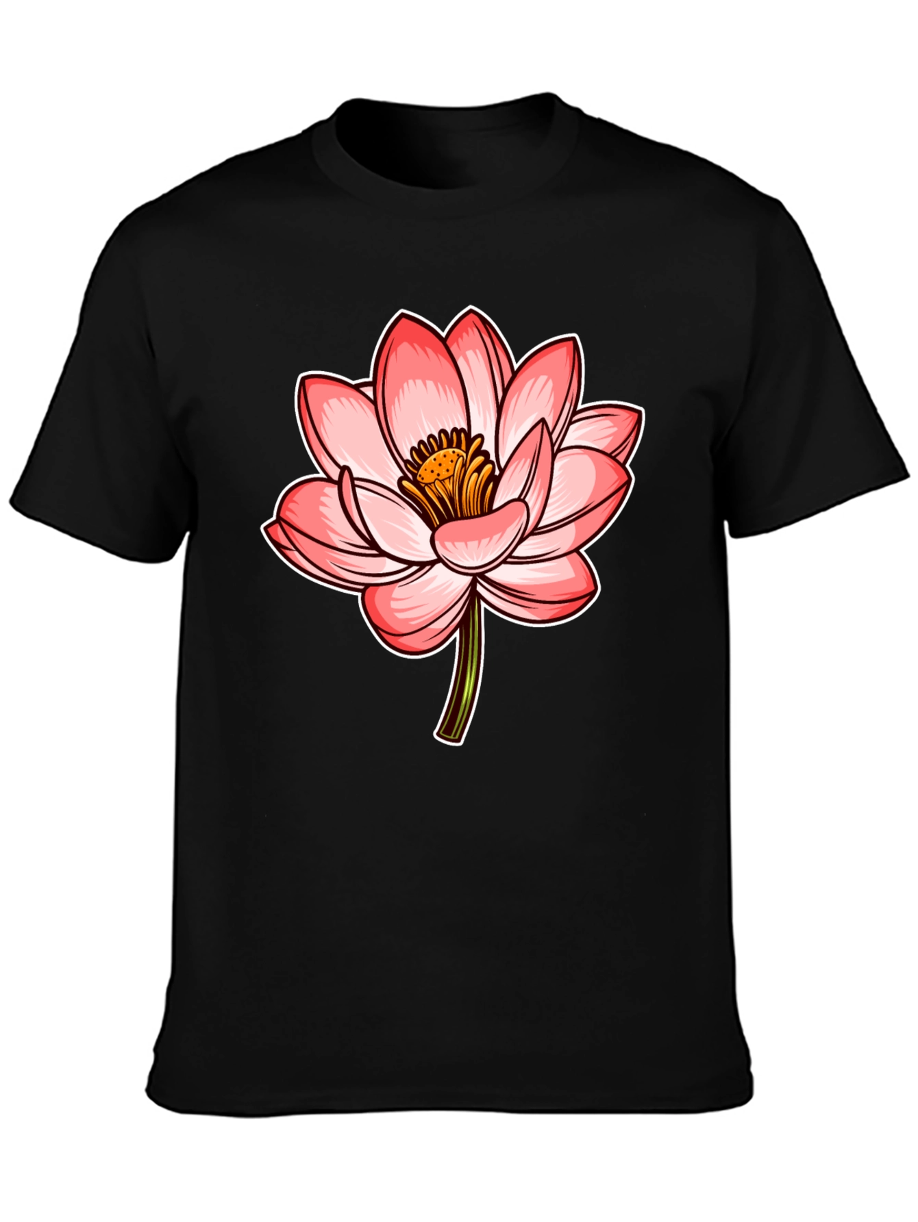 Lotus Flower Graphic Tee - Stylish Mens Black T-Shirt