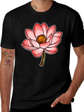 Lotus Flower Graphic Tee - Stylish Mens Black T-Shirt