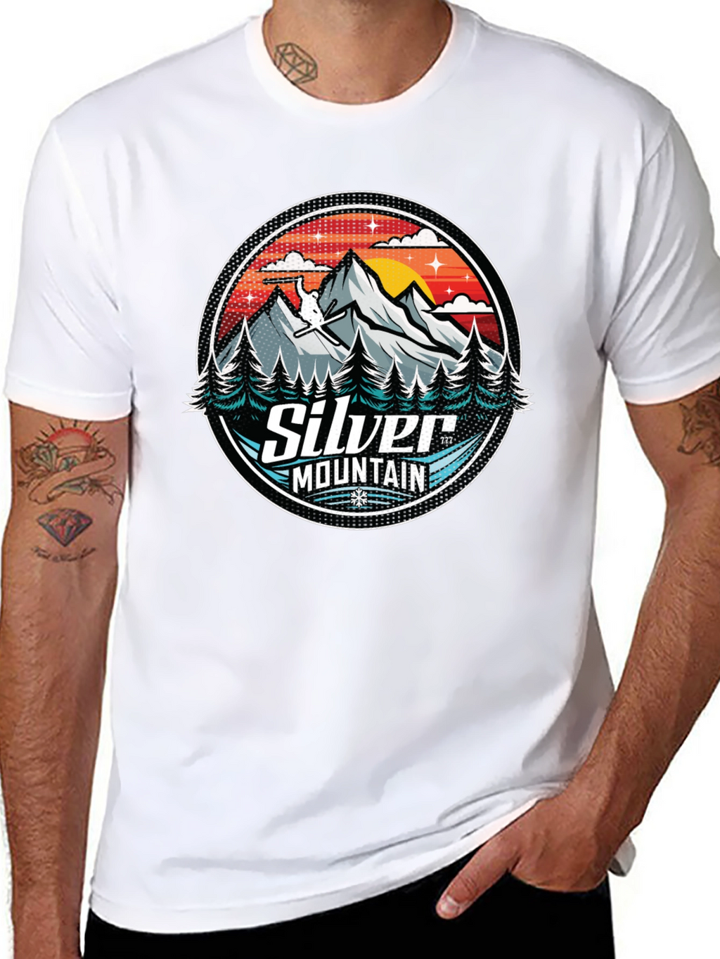 Silver Mountain Graphic Tee - Black Cotton Blend
